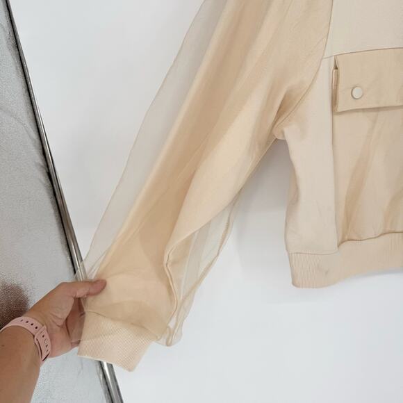 NWT* By Anthropologie Utility Pocket Pullover Sweatshirt Cream Plus 1X Coquette - Picture 9 of 15